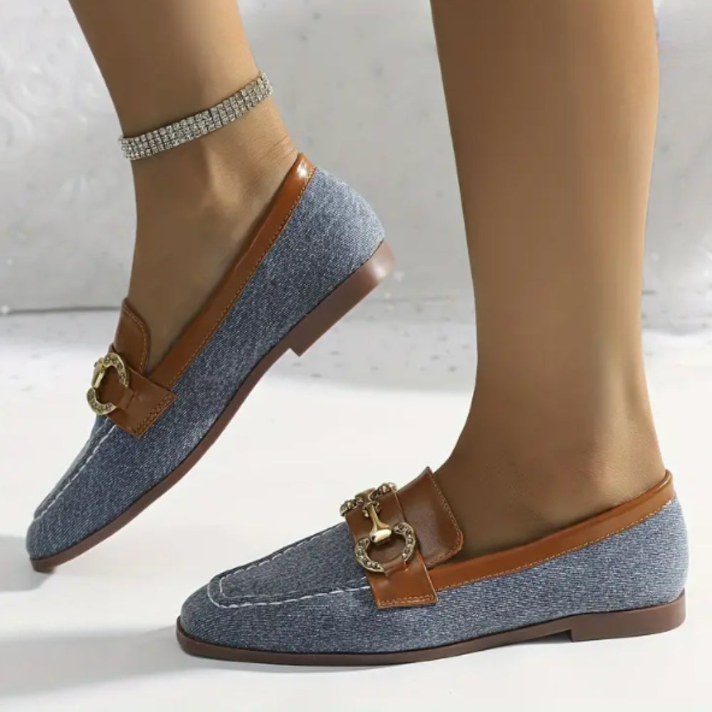 Mocassins Souples Style Bateau En Jean Bleu Pour Femme