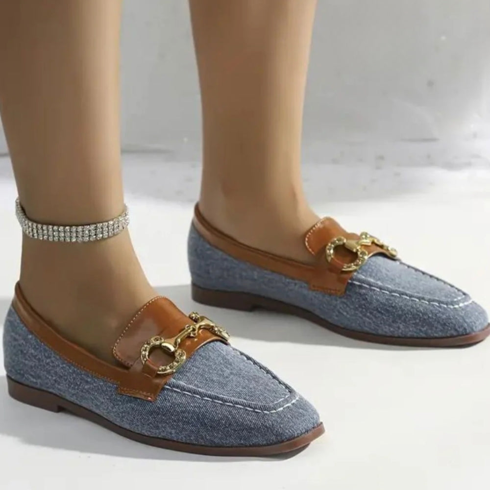 Mocassins Souples Style Bateau En Jean Bleu Pour Femme