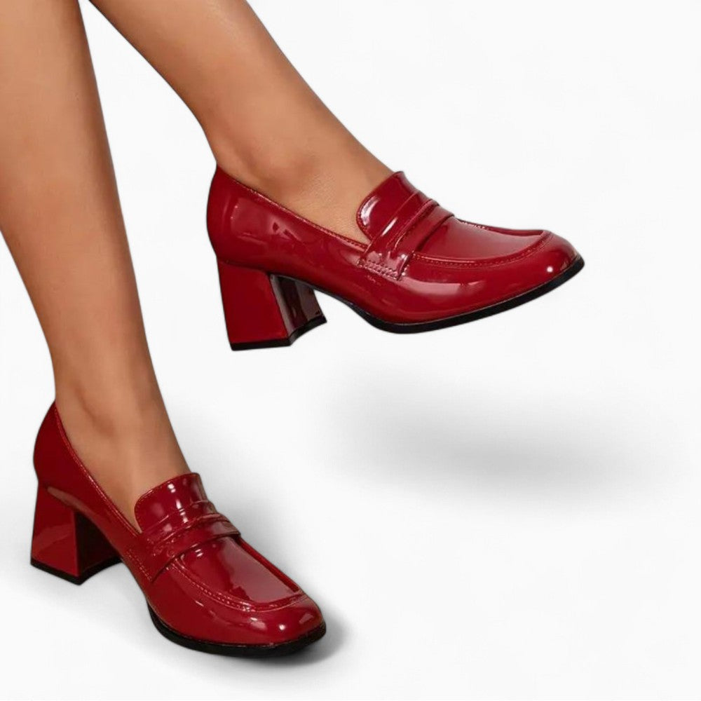 Mocassins À Talons En Cuir Vernis