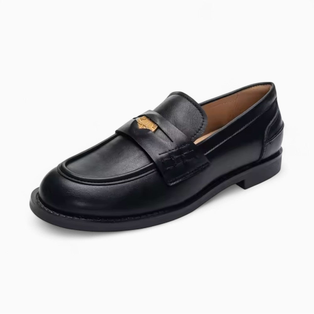 Mocassins À Talon Carré Noir Pour Femmes
