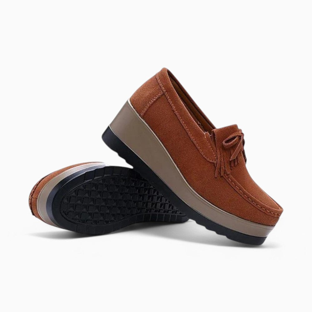 Mocassins À Semelle Compensée En Daim Pour Femme