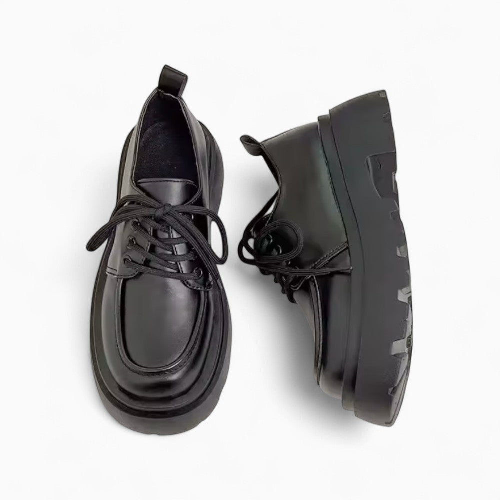 Mocassins À Plateforme En Cuir Synthétique Noir