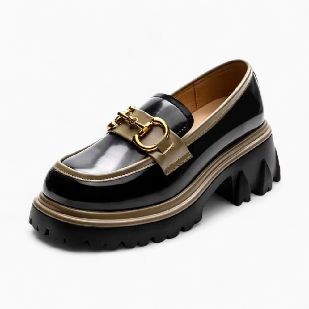 Mocassins À Plateforme Avec Une Chaîne Dorée Étincelante Pour Femmes