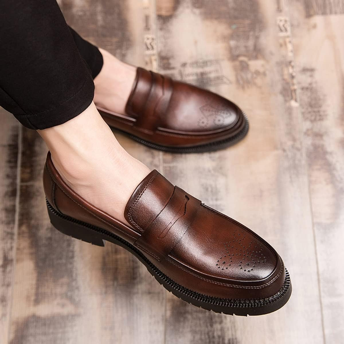 Mocassins Habillés En Cuir Véritable Pour Homme
