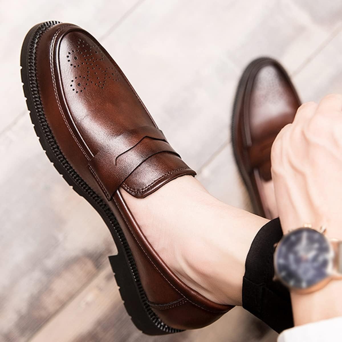 Mocassins Habillés En Cuir Véritable Pour Homme