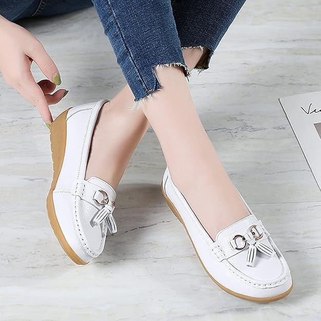Mocassins Souples En Cuir Véritable Pour Femme