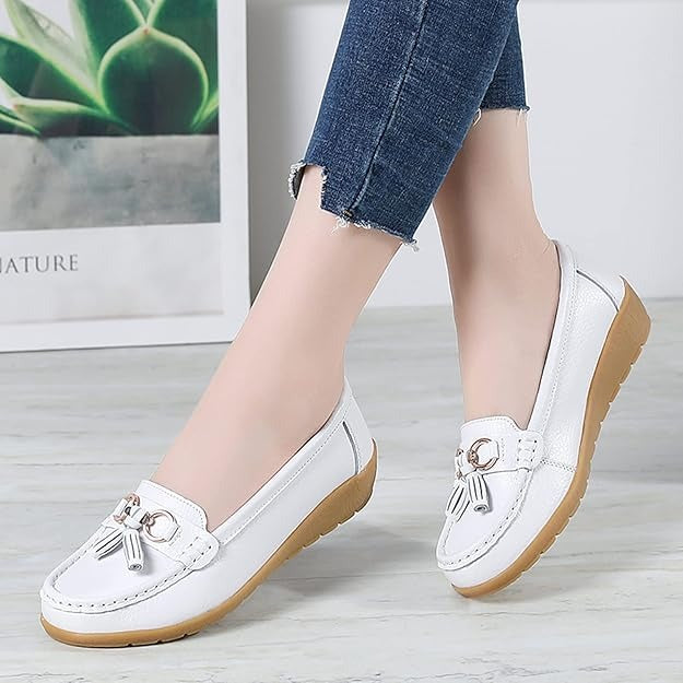 Mocassins Souples En Cuir Véritable Pour Femme