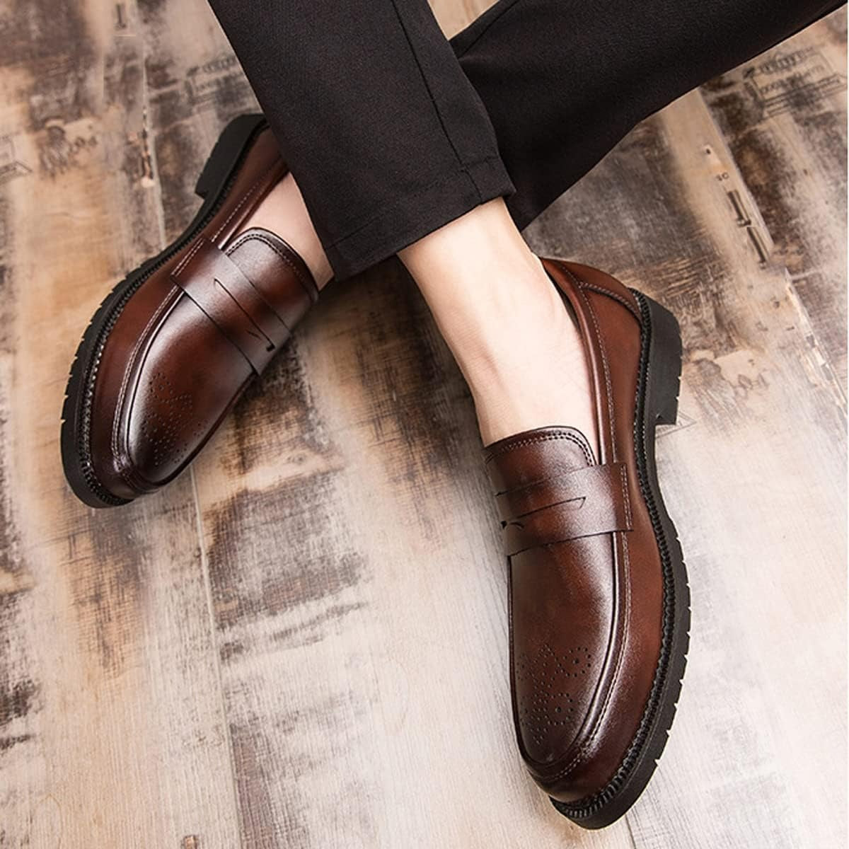 Mocassins Habillés En Cuir Véritable Pour Homme