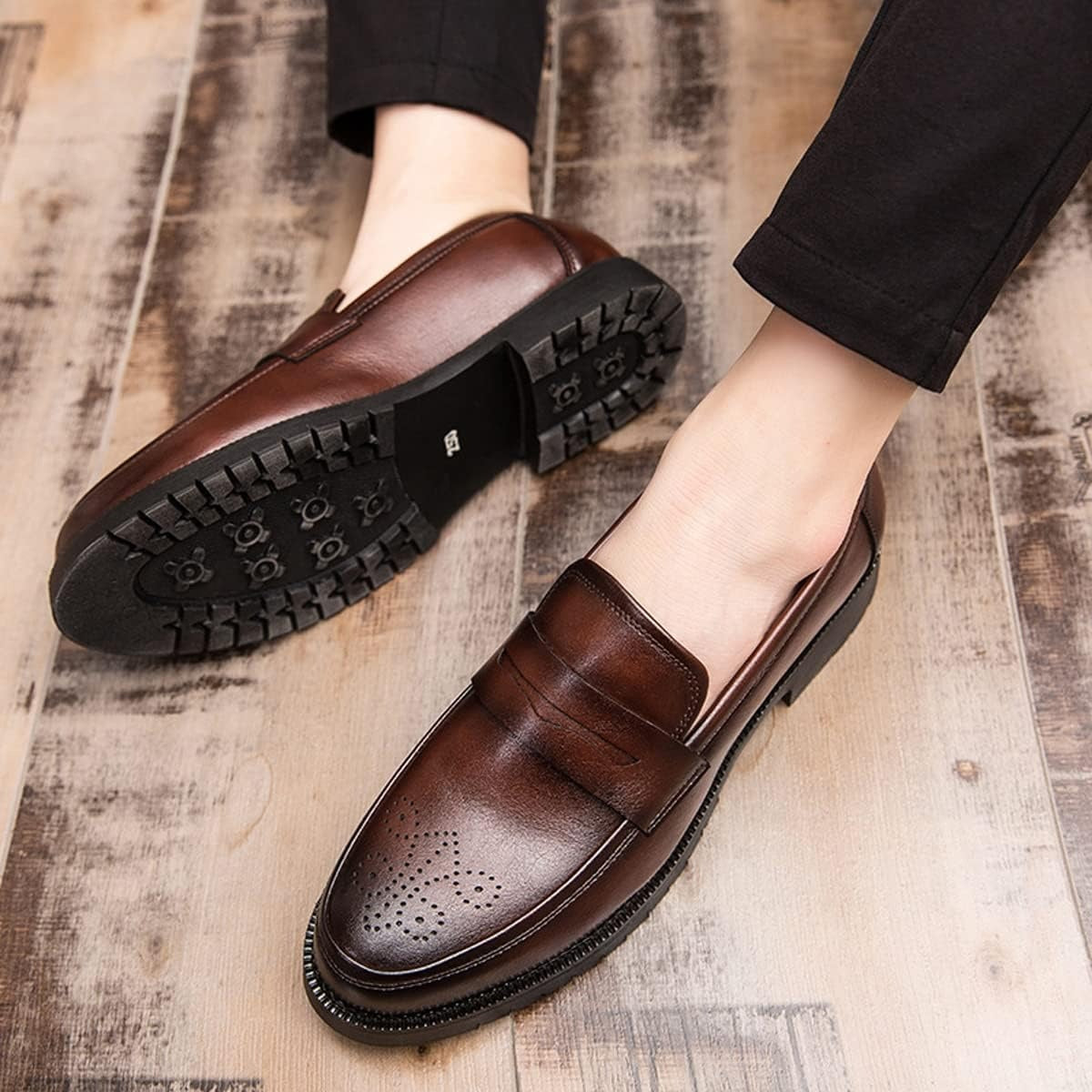 Mocassins Habillés En Cuir Véritable Pour Homme