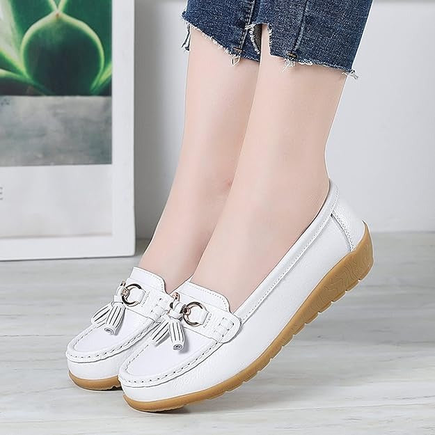 Mocassins Souples En Cuir Véritable Pour Femme