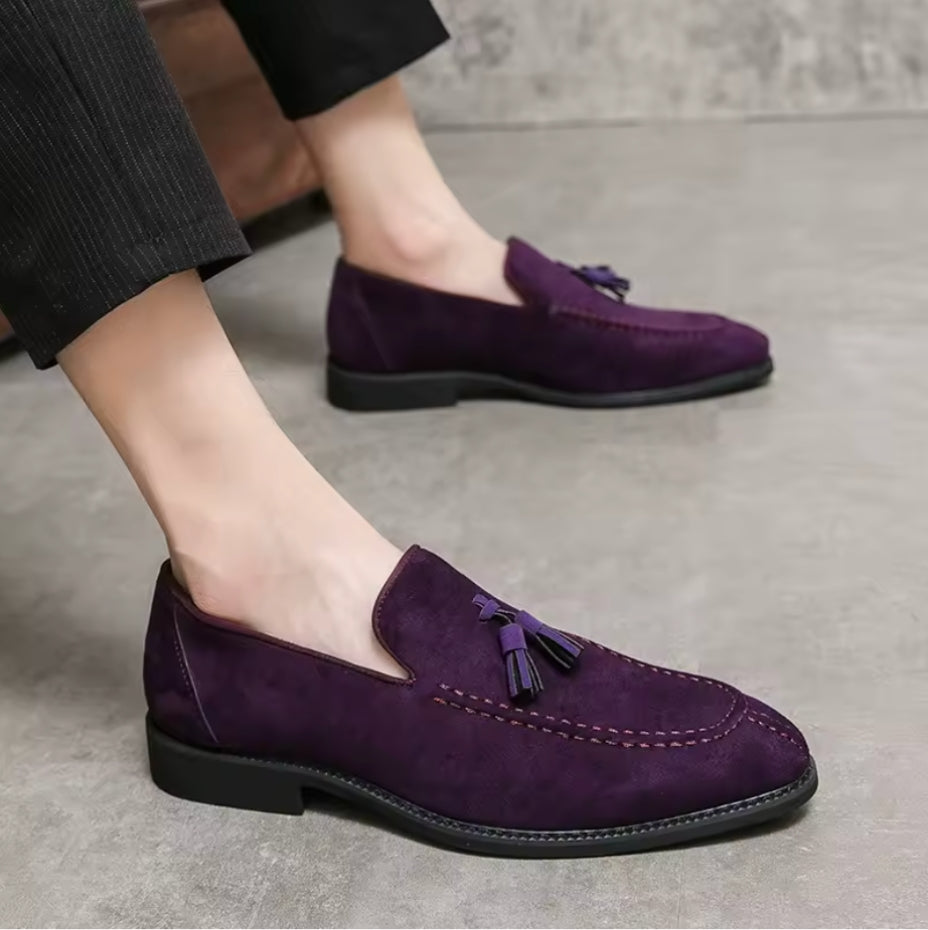 Mocassins Violets En Daim Pour Hommes