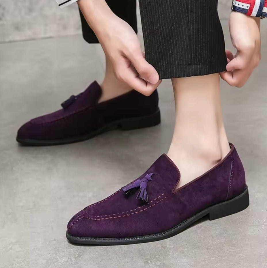 Mocassins Violets En Daim Pour Hommes