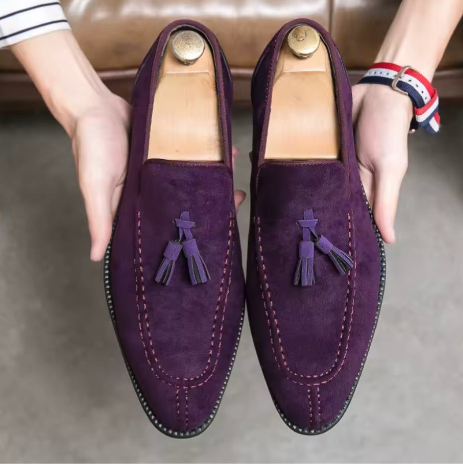 Mocassins Violets En Daim Pour Hommes