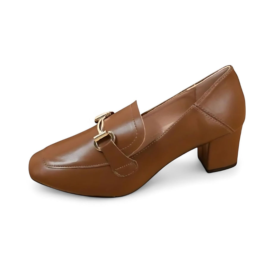 Mocassins Vintage À Talons Et Chaînettes En Cuir Pour Femmes