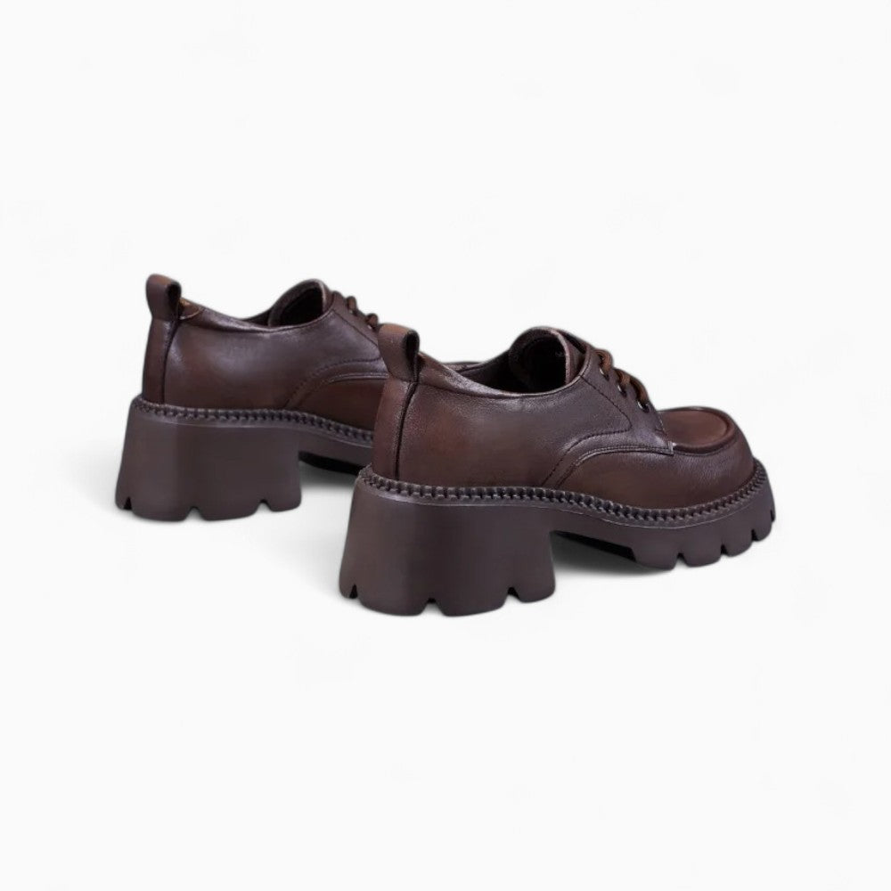 Mocassins À Plateforme En Cuir Marron Pour Femmes