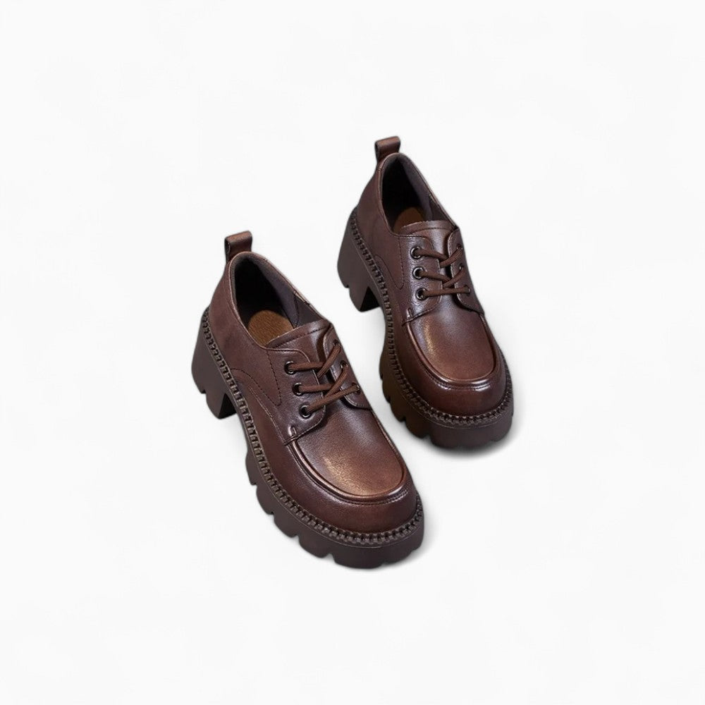 Mocassins À Plateforme En Cuir Marron Pour Femmes