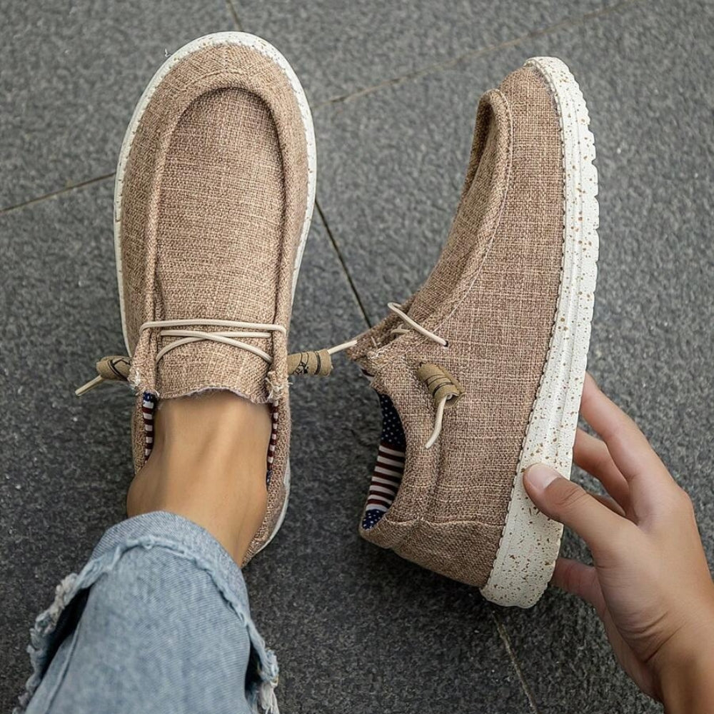 Mocassins Style Bateau En Toile À Lacets