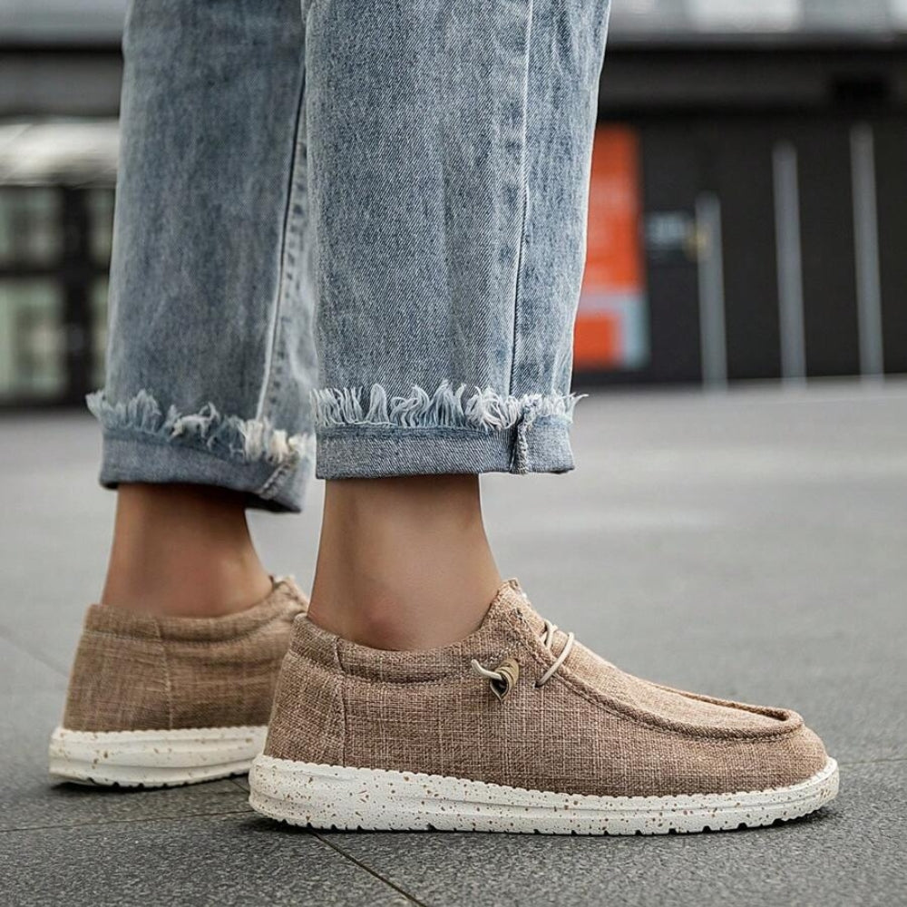 Mocassins Style Bateau En Toile À Lacets