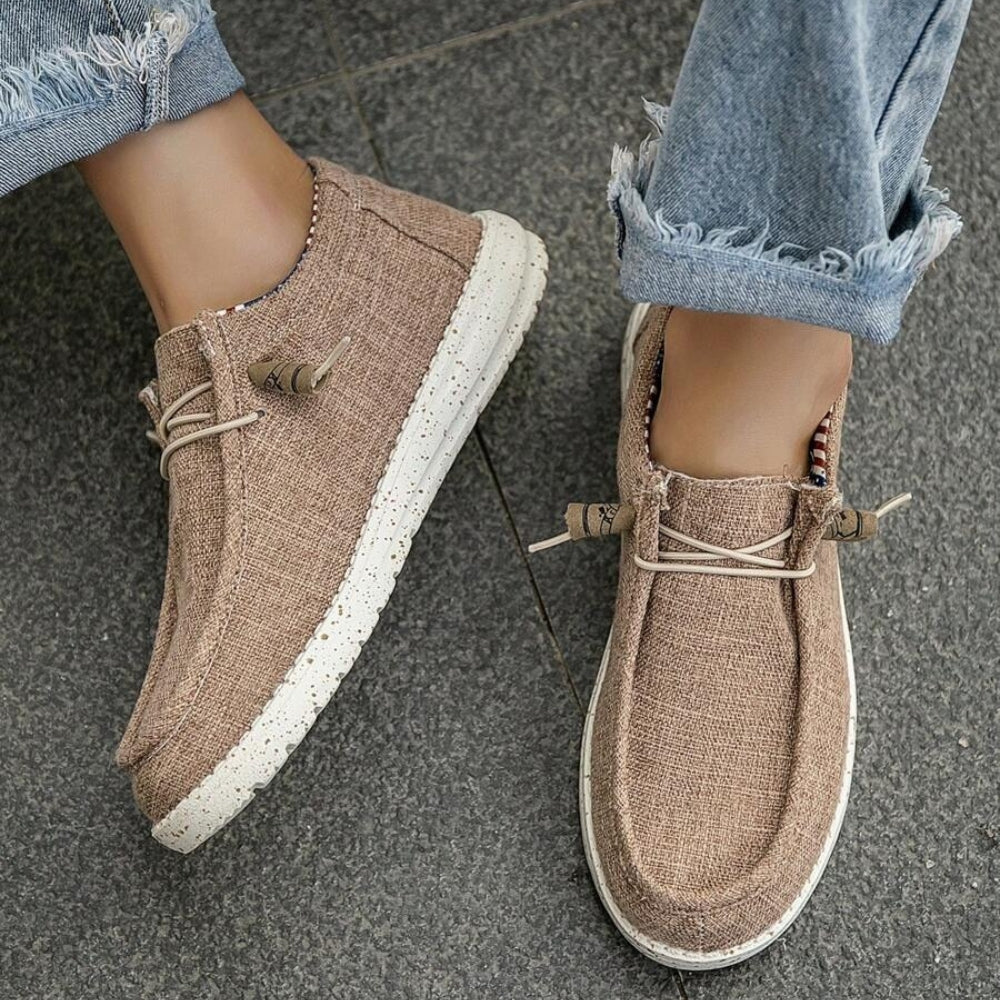 Mocassins Style Bateau En Toile À Lacets