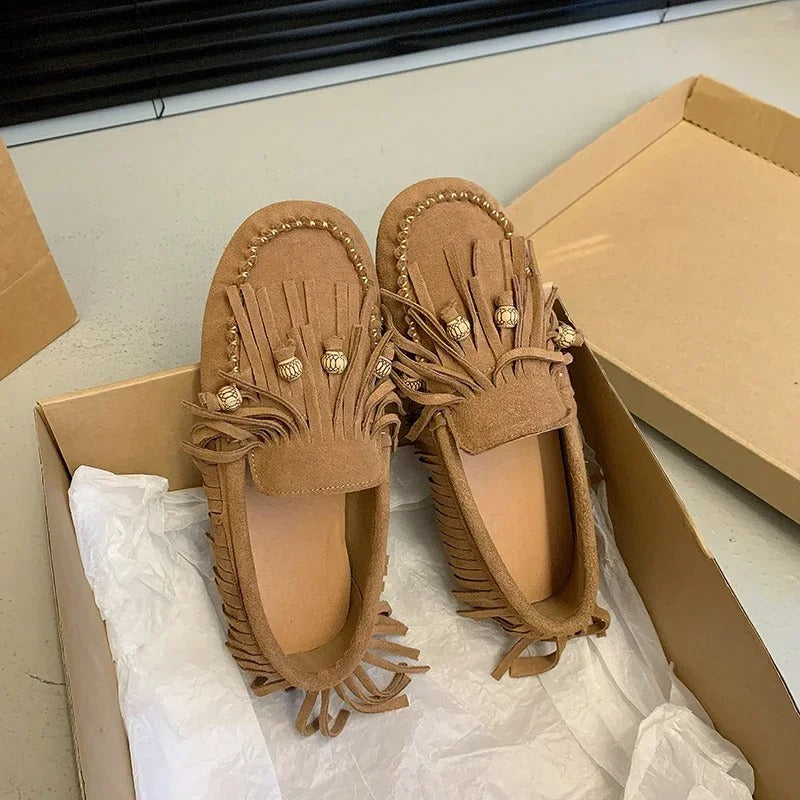 Mocassins À Franges En Daim Pour Femme