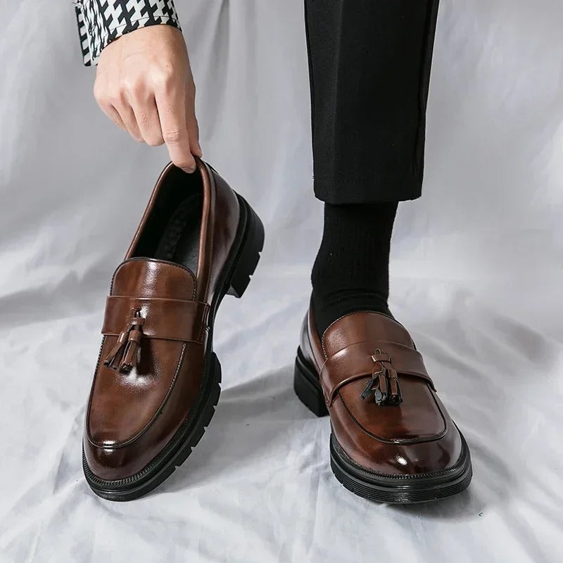 Mocassins Habillés À Glands En Cuir Véritable Pour Homme