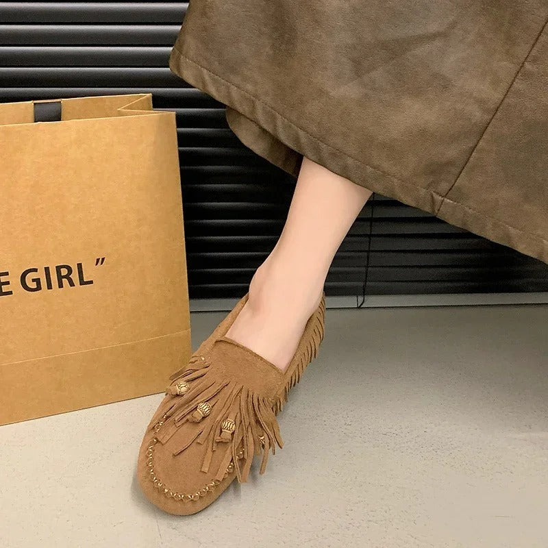 Mocassins À Franges En Daim Pour Femme