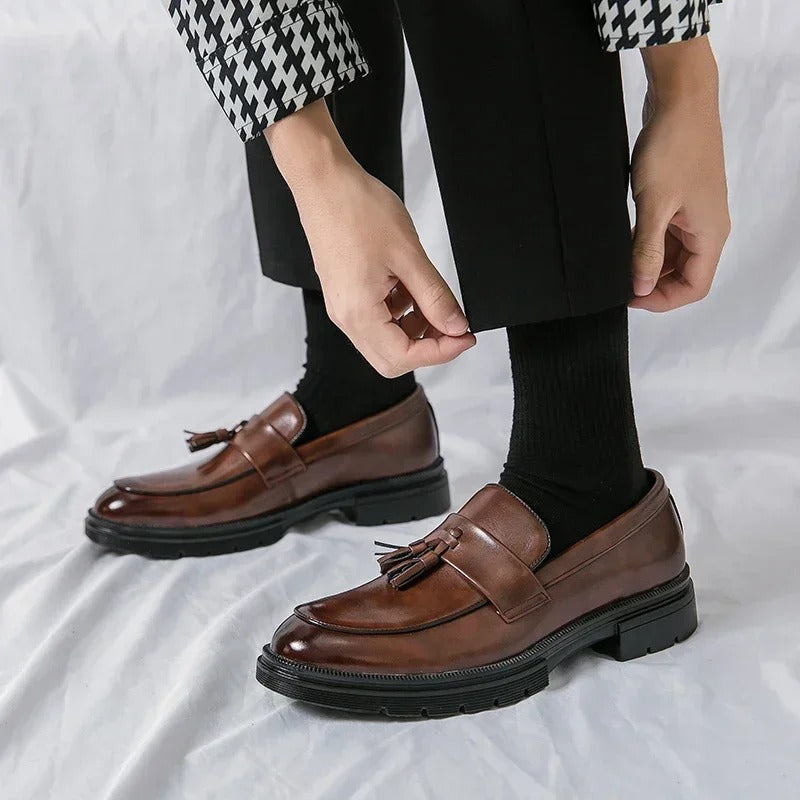 Mocassins Habillés À Glands En Cuir Véritable Pour Homme