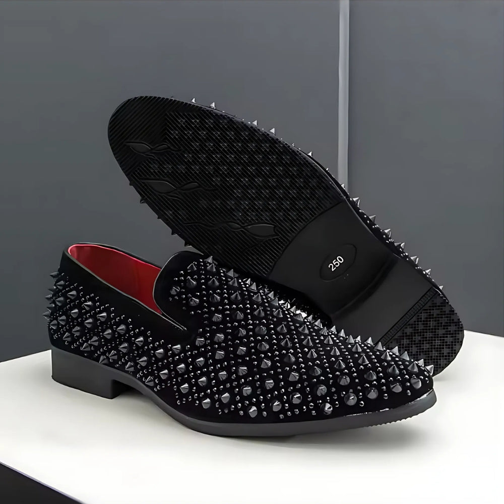 Mocassins Vernis Noirs Pour Hommes À Piques