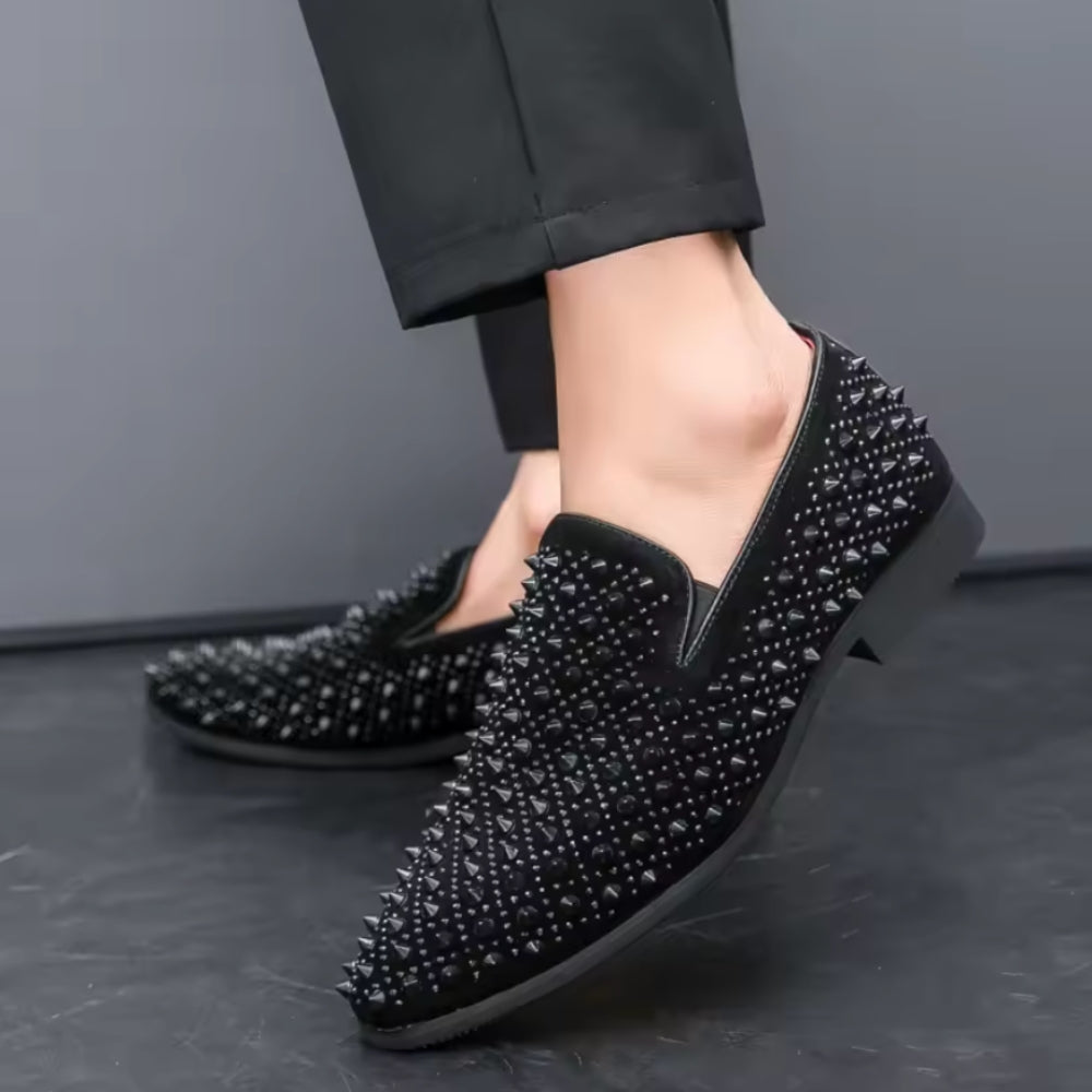 Mocassins Vernis Noirs Pour Hommes À Piques