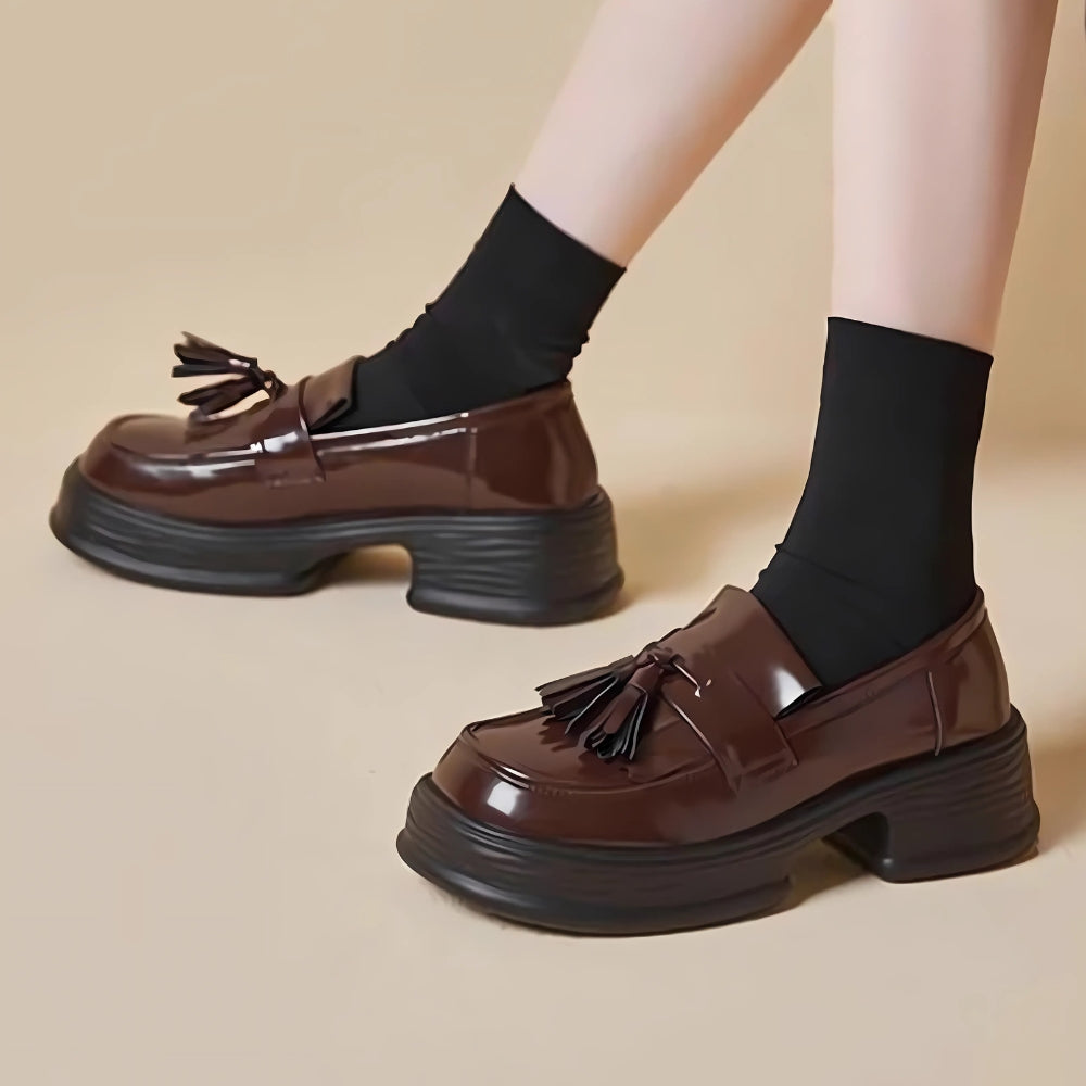 Mocassins Vernis À Franges Pour Femme