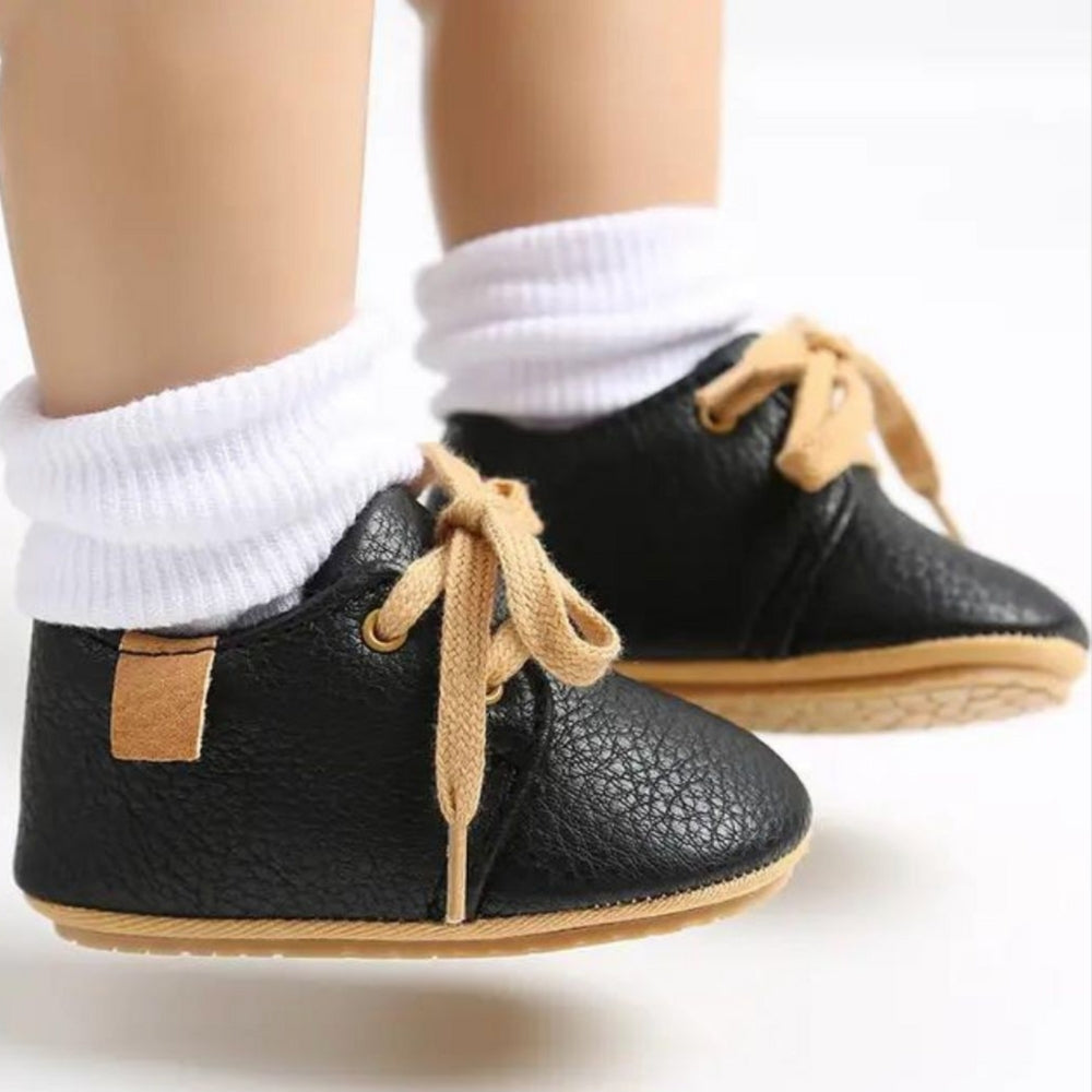Mocassins Unis À Enfiler En Cuir Synthétique Pour Bébé