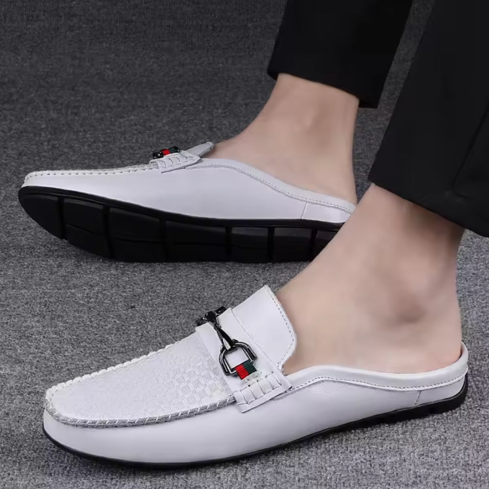 Mocassins Souples Perforés En Cuir Blanc