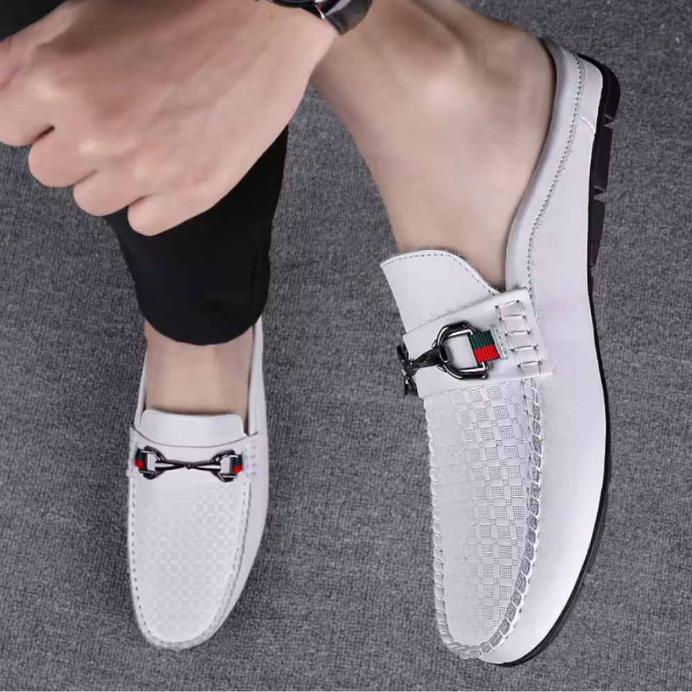 Mocassins Souples Perforés En Cuir Blanc