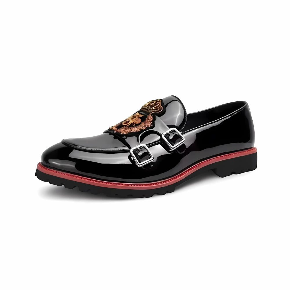 Mocassins Vernis Noirs Pour Hommes Estampes Abeille