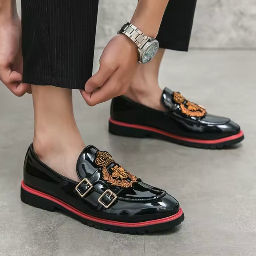 Mocassins Vernis Noirs Pour Hommes Estampes Abeille