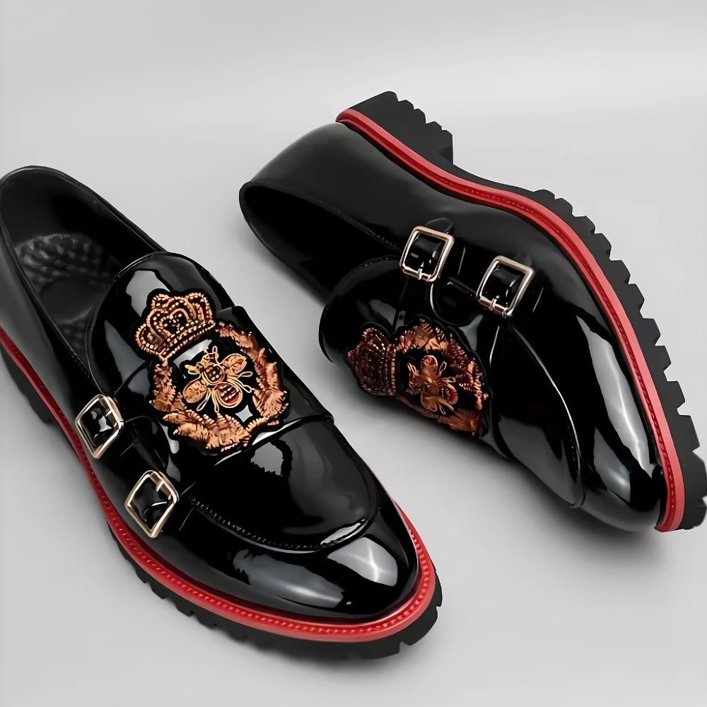 Mocassins Vernis Noirs Pour Hommes Estampes Abeille