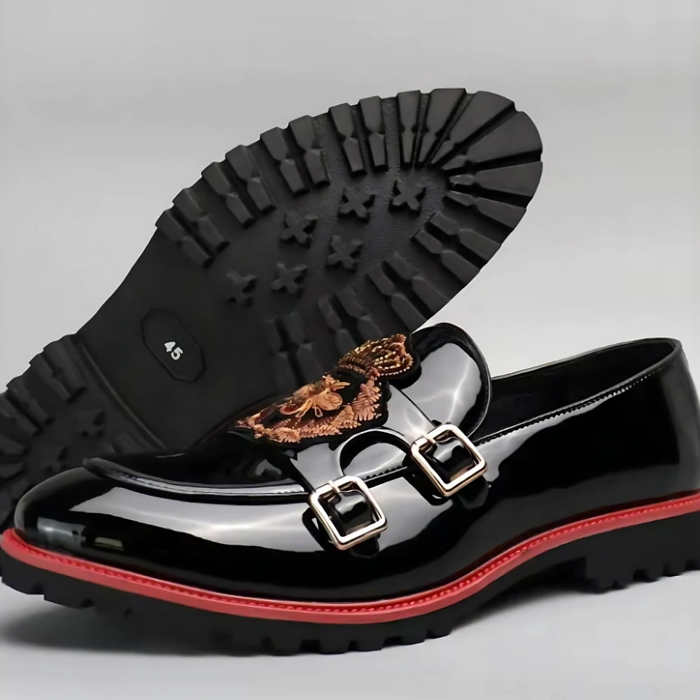 Mocassins Vernis Noirs Pour Hommes Estampes Abeille