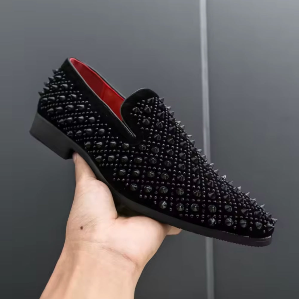 Mocassins Vernis Noirs Pour Hommes À Piques