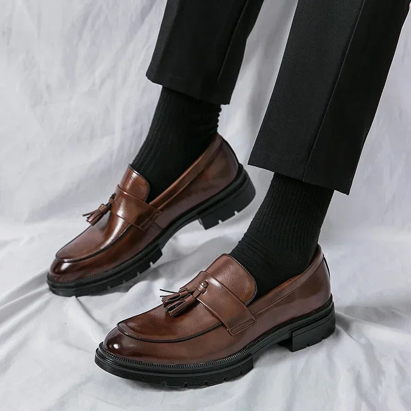 Mocassins Habillés À Glands En Cuir Véritable Pour Homme
