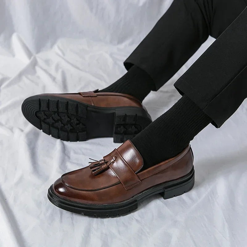 Mocassins Habillés À Glands En Cuir Véritable Pour Homme