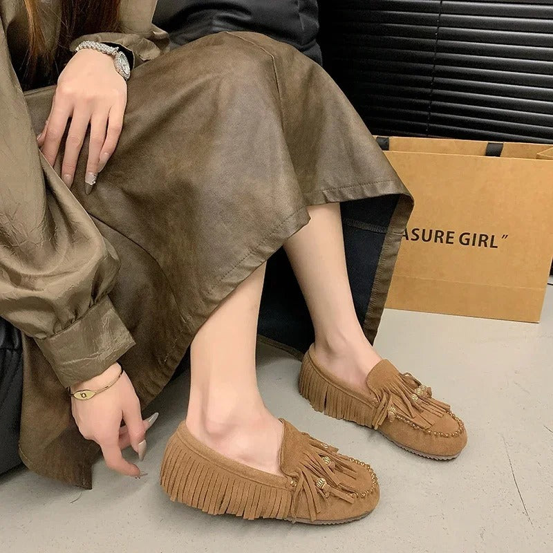Mocassins À Franges En Daim Pour Femme