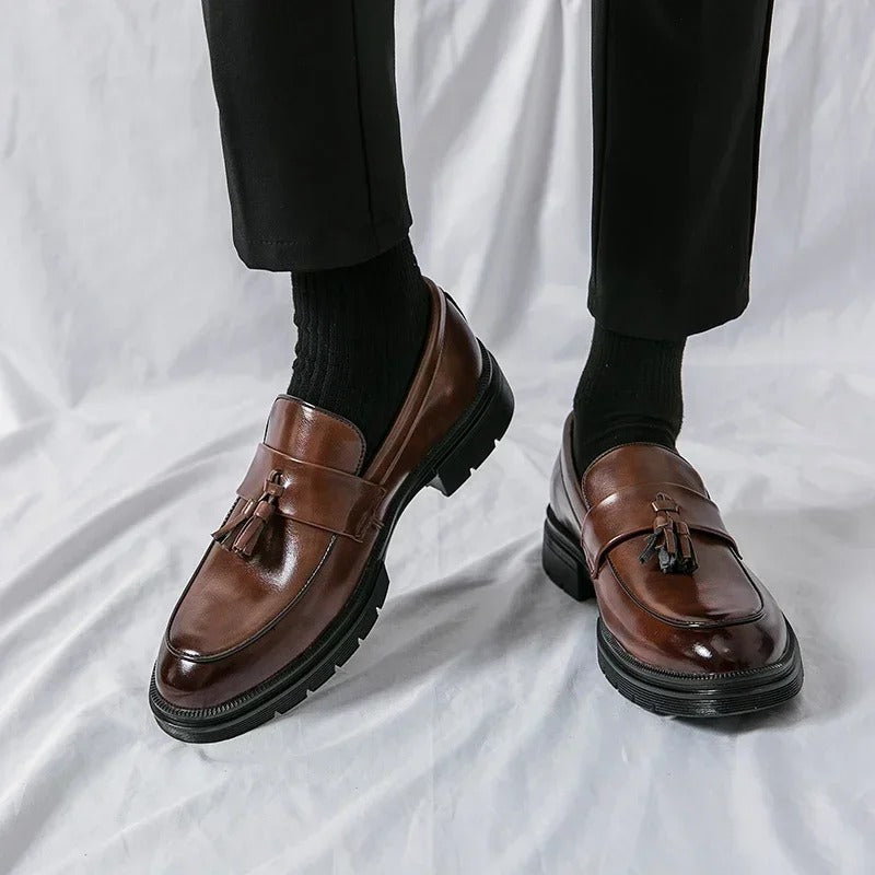 Mocassins Habillés À Glands En Cuir Véritable Pour Homme