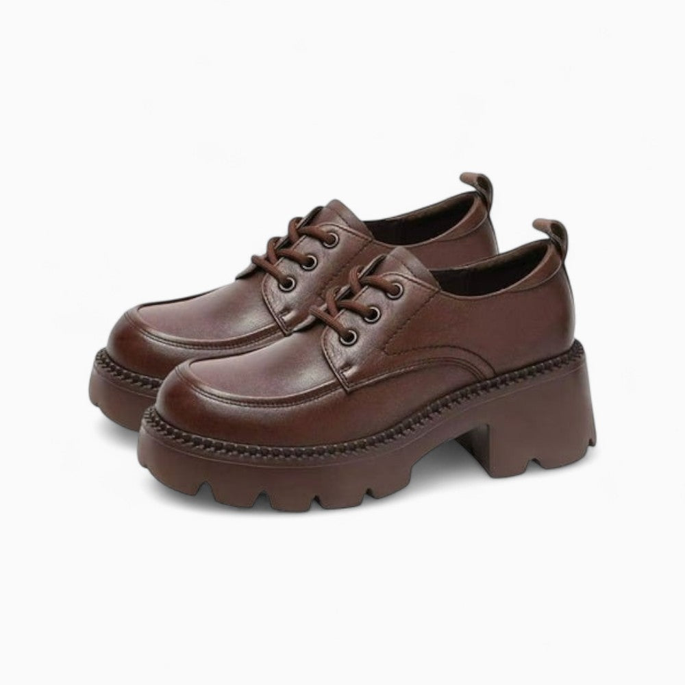 Mocassins À Plateforme En Cuir Marron Pour Femmes
