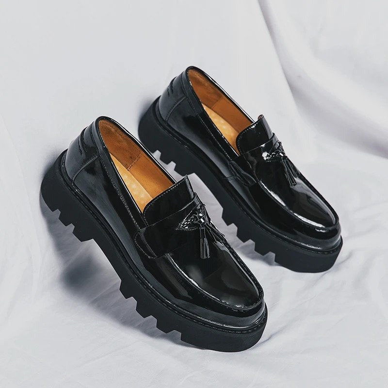 Mocassins Vernis À Plateforme Pour Hommes