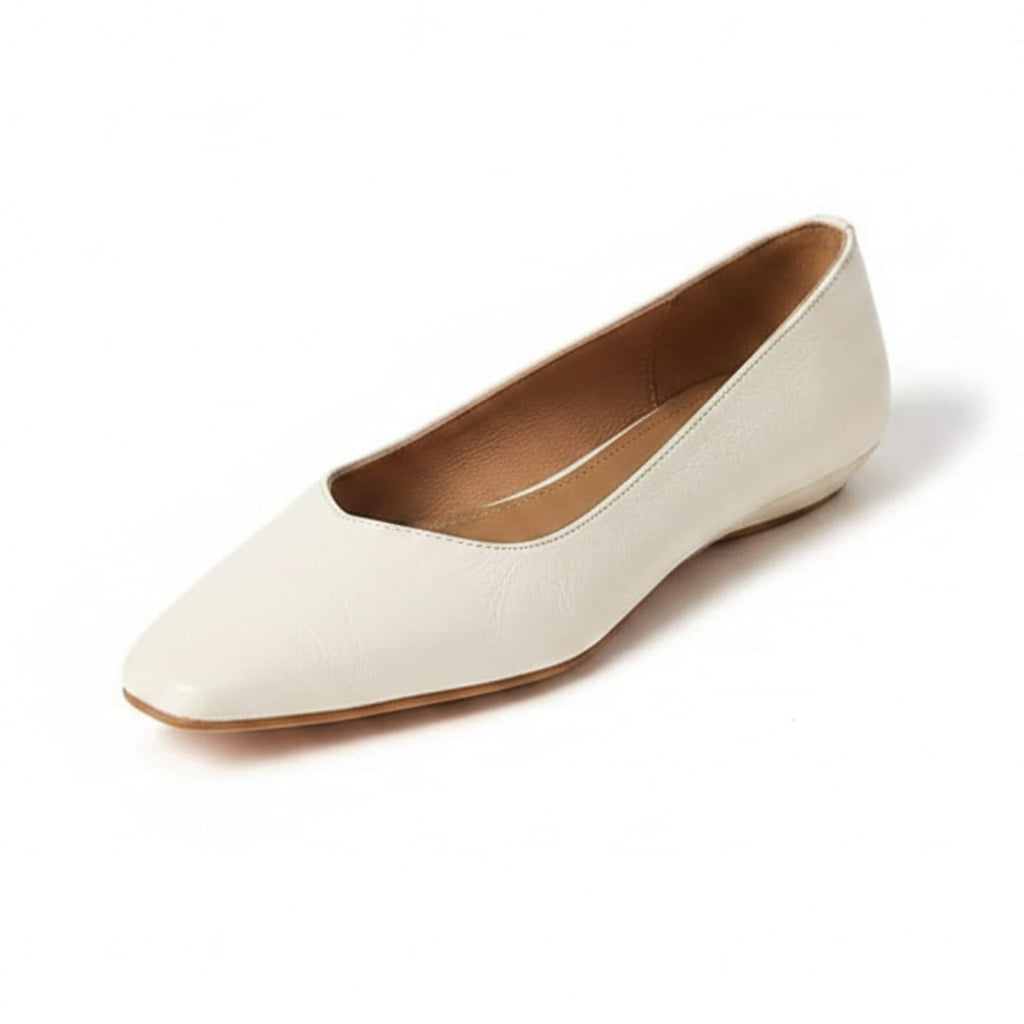 Jeanne Ballerines en Cuir Véritable Bout Carré Semelle Compensée Escarpins