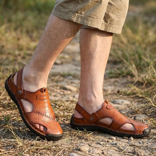 Alvaro Sandales en Cuir à Bout Fermé Style Pêcheur – Chaussures Confort Polyvalent Élégant