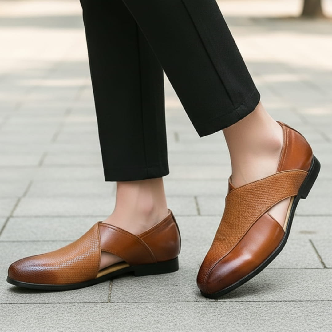 Rohan Cuir Mocassins – Découpés Peniche Confort Estival Chaussures À Enfiler