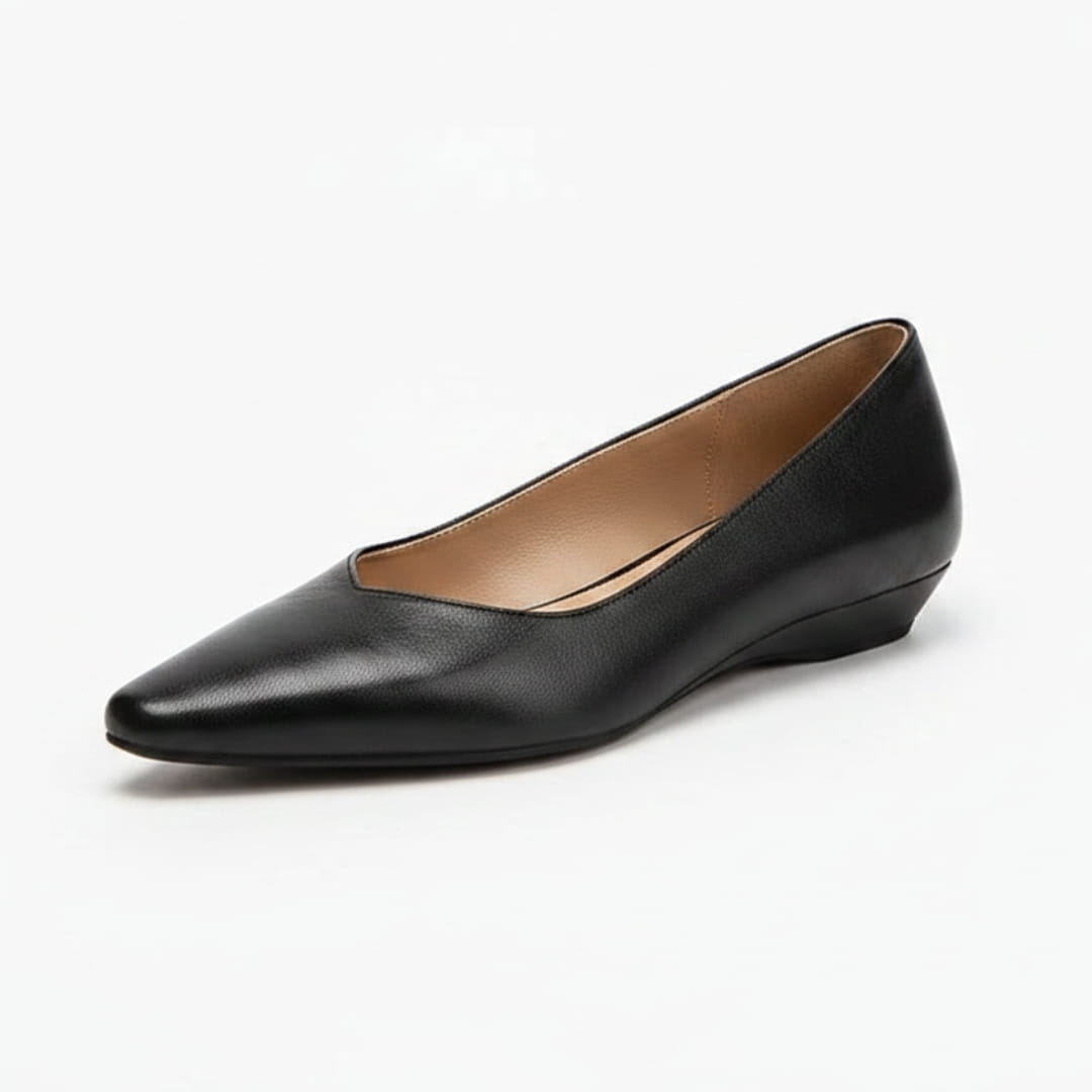 Jeanne Ballerines en Cuir Véritable Bout Carré Semelle Compensée Escarpins