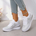 Antonette Sneakers Compensées à Strass – Support Voûte Plantaire, Chaussures à Lacets Confort