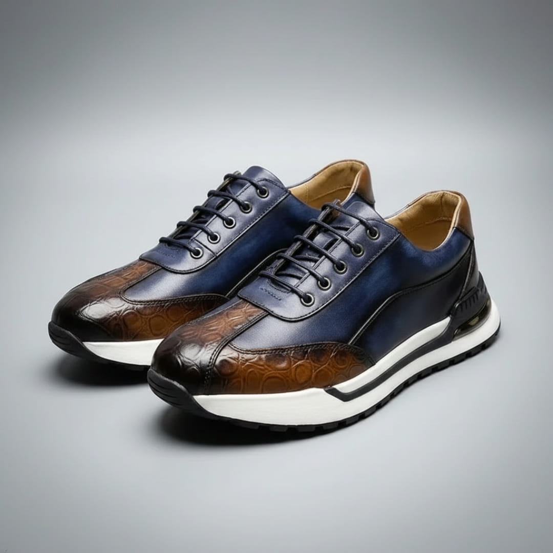 Victor Sneakers en Cuir Effet Croco – Baskets Casual Élégantes